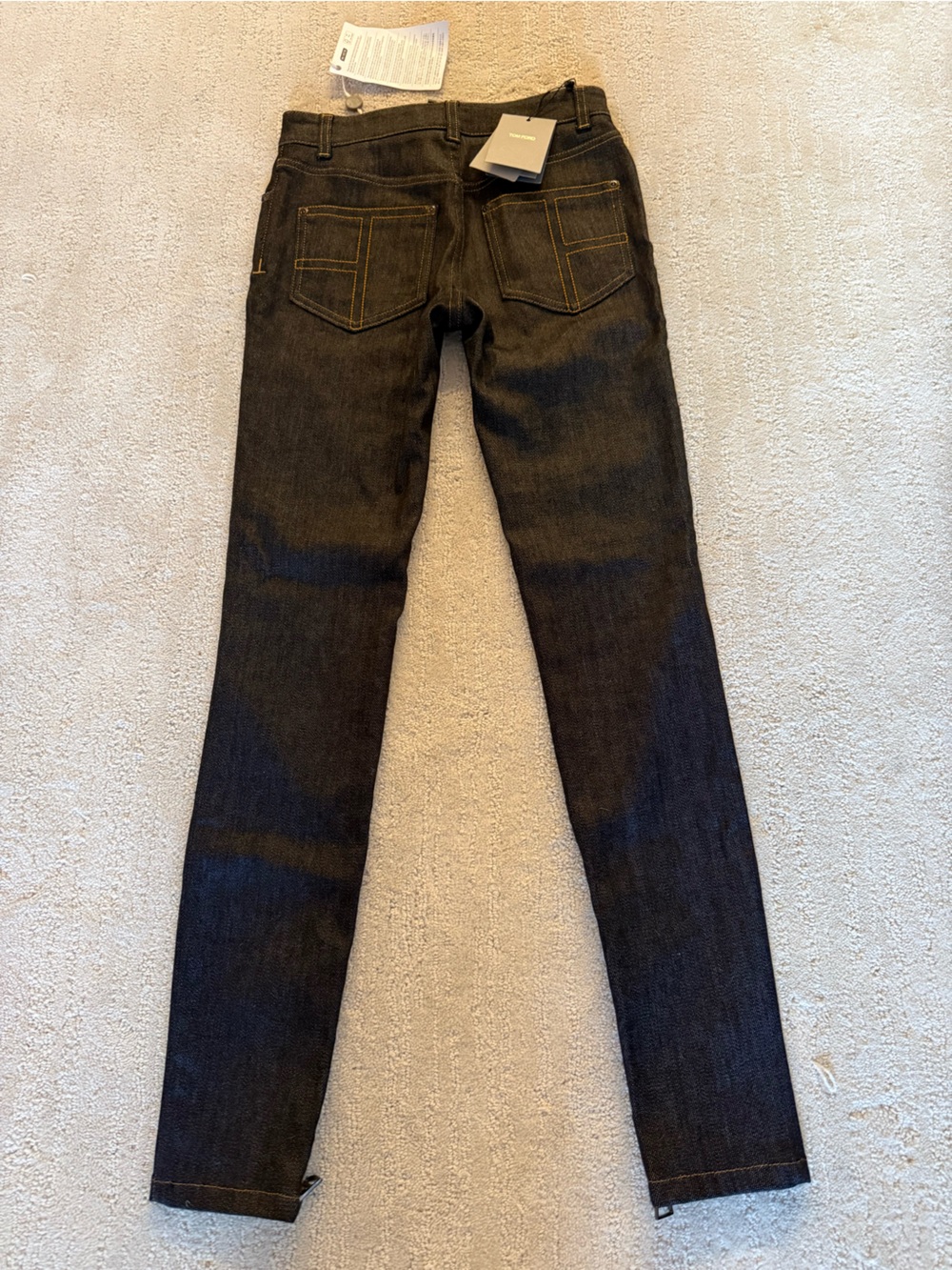 NWT TOM FORD Exposed Zip Skinny Jeans Black TF Logo Size 24 - Picture 8 of 12